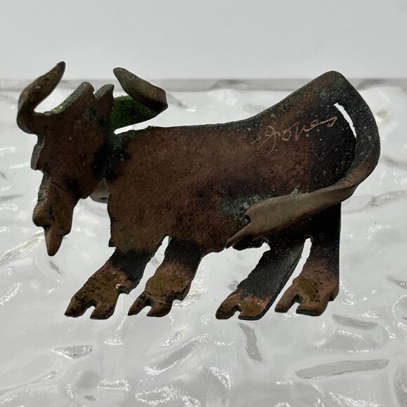 Signed Highland Cow Metal Brooch - Picture 1 of 4